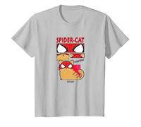 Marvel Spider-Man: Miles Morales Spider-Cat Comic Panels Maglietta, Bambini, Argento, 6 Anni