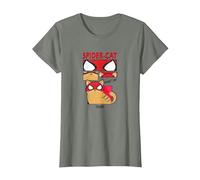 Marvel Spider-Man: Miles Morales Spider-Cat Comic Panels Maglietta, Donna, Verde Militare mélange, M