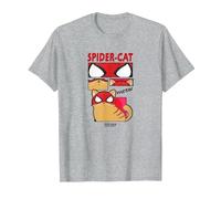 Marvel Spider-Man: Miles Morales Spider-Cat Comic Panels Maglietta, Uomo, Grigio Melange, 4XL