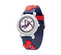 Marvel, Spider-Man, orologio analogico al quarzo con cinturino 3D, per bambini, in plastica, per insegnare l'ora al quarzo, Blu