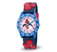 Marvel Spider-Man - Orologio analogico al quarzo con cinturino in 3D per insegnare l'ora, Azzurro., Spider-Man in plastica