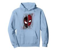 Marvel Spider-Man Peter Parker & Miles Morales Split Mask Felpa con Cappuccio, Unisex per Adulti, Blu Polveroso, S