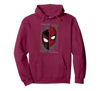 Marvel Spider-Man Peter Parker & Miles Morales Split Mask Felpa con Cappuccio, Unisex per Adulti, Bordeaux, L
