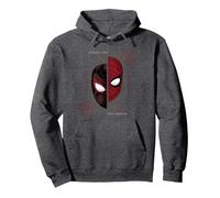 Marvel Spider-Man Peter Parker & Miles Morales Split Mask Felpa con Cappuccio, Unisex per Adulti, Grigio Scuro, S