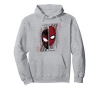 Marvel Spider-Man Peter Parker & Miles Morales Split Mask Felpa con Cappuccio, Unisex per Adulti, Grigio Melange, XL