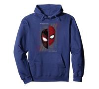 Marvel Spider-Man Peter Parker & Miles Morales Split Mask Felpa con Cappuccio, Unisex per Adulti, Navy, L