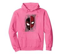 Marvel Spider-Man Peter Parker & Miles Morales Split Mask Felpa con Cappuccio, Unisex per Adulti, Rosa Acceso, L