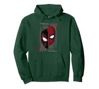 Marvel Spider-Man Peter Parker & Miles Morales Split Mask Felpa con Cappuccio, Unisex per Adulti, Verde Foresta, S