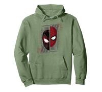 Marvel Spider-Man Peter Parker & Miles Morales Split Mask Felpa con Cappuccio, Unisex per Adulti, Verde Salvia, S