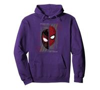 Marvel Spider-Man Peter Parker & Miles Morales Split Mask Felpa con Cappuccio, Unisex per Adulti, Viola, S
