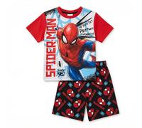 Marvel Spider-Man - Pigiama estivo per bambini, in cotone, a maniche corte, 2-8 anni, Rosso, 3-4 Years