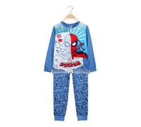 Marvel Spider-Man Pigiama lungo da bambino in cotone con stampe - azzurro