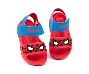 Marvel Spider-Man Sandali Bambini | Boys Girls Superhero Face Mask Sliders con cinturino di supporto | Rosso Blu Scarpe Estate Calzature
