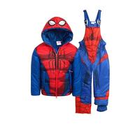 Marvel Spider-Man - Set tuta da neve per ragazzi, 2 pezzi, giacca invernale isolata, giacca da sci e pantaloni da sci, salopette per bambini, taglia 4T, Spidey rosso blu