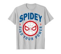 Marvel Spider-Man Spidey Find Your Power Left Chest Maglietta, Uomo, Argento, L