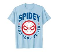 Marvel Spider-Man Spidey Find Your Power Left Chest Maglietta, Uomo, Celeste, M