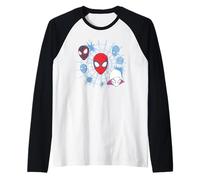 Marvel Spider-Man Team Spidey Big Face Collage Maglia con Maniche Raglan