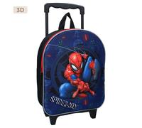 Marvel Spider-Man Trolley Zaino 3D Bambini 2 Ruote Blu In Poliestere