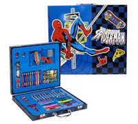 Marvel Spider-Man Valigetta Creativa Deluxe per Bambini | 52 Pezzi Kit Valigetta da Disegno Portatile con Pennarelli, Pastelli a Cera, Matite Colorate e Accessori | Set Creativo da Colorare e Disegno