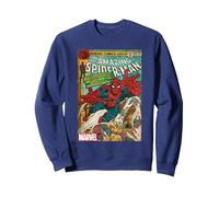Marvel Spider-Man Vintage Comic Cover Felpa, Unisex per Adulti, Navy, S