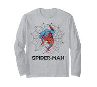 Marvel Spider-Man Web Maglia a Manica, Unisex per Adulti, Grigio Melange, S