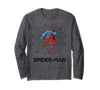 Marvel Spider-Man Web Maglia a Manica, Unisex per Adulti, Grigio Scuro, S