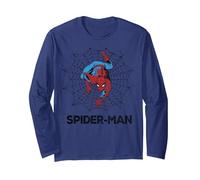 Marvel Spider-Man Web Maglia a Manica, Unisex per Adulti, Navy, S