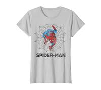Marvel Spider-Man Web Maglietta, Donna, Argento, XS