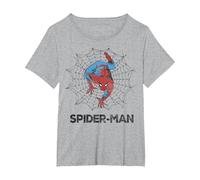 Marvel Spider-Man Web Maglietta, Donna Plus-Size, Grigio Melange, 4X