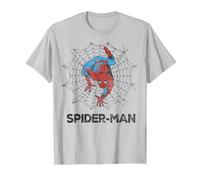 Marvel Spider-Man Web Maglietta, Uomo, Argento, M
