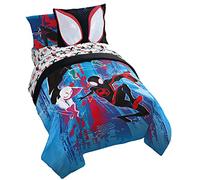 Marvel Spiderman Across The Spider-Verse Glitch - Set di biancheria da letto, 5 pezzi, include piumino e lenzuola, in microfibra super morbida resistente allo sbiadimento (prodotto ufficiale)