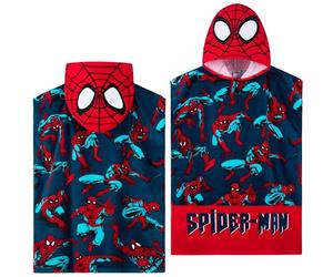 Marvel Spiderman Asciugamani Bagno con Cappuccio Ragazzi Poncho Bambino Telo Mare Bambini (Rosso/Blu Spiderman, 6-9 Anni)