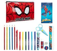 Marvel Spiderman - Astuccio scolastico per ragazzo con forniture scolastiche incluso, matite colorate, penna, kit cancelleria, regalo per bambini