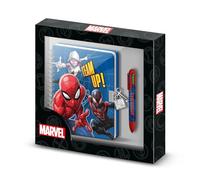 Marvel Spiderman Best Team-Confezione con Diario A5 + Penna 6 Colori, Blu
