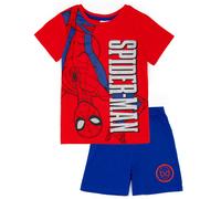 Marvel Spiderman Set Pigiama per Ragazzi Blu e Rosso | T-Shirt e Pantaloncini Pigiama per Bambini | Design con Imbracatura Web | Merce Ufficiale Regalo Perfetto per Piccoli Supereroi