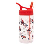 Marvel Spiderman - Borraccia per bambini con cannuccia, 400 ml, senza BPA, con maniglia per il trasporto, borraccia per la scuola con cannuccia rimovibile, colore: rosso