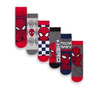 Marvel Spiderman Boys Confezione da 6 Calzini | Calzini Athletic Character Multicolore per Bambini | Spider-Man Avenger Superhero Graphic Calzature | Comodo Calzino Per Bambini Set