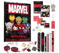 Marvel Spiderman Calendario Avvento 2025 Bambini Countdown Natale Calendari Avvento Cartoleria Materiale Scuola Portachiavi Penna (Avengers Nero)