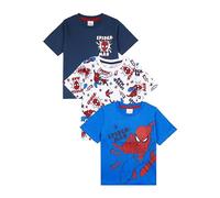 Marvel Spiderman - Confezione da 3 magliette a maniche corte Spiderman, confezione da 3, per ragazzi, abbigliamento ufficiale Spiderman, multicolore, 7-8 Anni