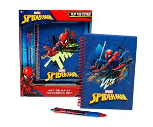 Marvel Spiderman Diario Segreto, Include Penna Multicolori e Taccuino, Design 2 Copertine per Taccuini Spiderman, Set Scolastico per Ragazzo