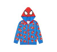 Marvel Spiderman Felpa con cappuccio e zip per bambini in cotone con cappuccio e zip, Blu, 5-6 Years