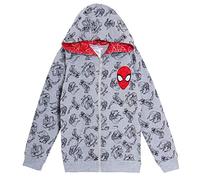 Marvel Spiderman Felpa con cappuccio per bambini, Avengers, con cerniera Grigio 4-5 Anni