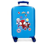 Marvel Spiderman Go Webs go Valigia per Bambini Blu Rigida ABS Chiusura a combinazione Laterale 4 Ruote Bagaglio a Mano, blu, Valigia 50