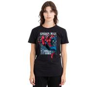 Marvel Spiderman Is Coming To Town T-Shirt Donna, Nero, M