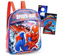 Marvel Spiderman Mini zaino per ragazzi, bambini ~ 4 pezzi Bundle con 11 pollici Spiderman borsa scuola per bambini, Spiderman borsa per il pranzo, adesivi e altro ancora | Spiderman School Supplies, Marvel Zaino Prescolare