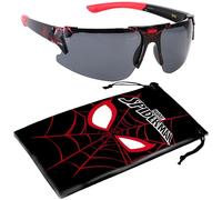 Marvel Spiderman Occhiali da sole per bambini, eleganti, comodi e durevoli, protezione UV, occhiali Spiderman con custodia morbida, Nero , Boys