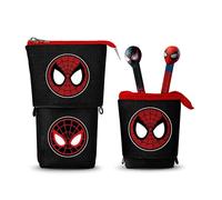 Marvel Spiderman Peter-Astuccio Cute + 2 Penne Gel Cancellabili, Nero e Rosso, 11,5 x 17 cm