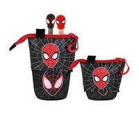 Marvel Spiderman Peter-Astuccio Cute + 2 Penne Gel Cancellabili, Nero e Rosso, 11,5 x 17 cm
