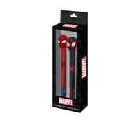Marvel Spiderman Peter-Confezione di Matita Eterna + Penna Gel Cancellabile, Ner
