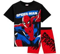 Marvel Spiderman Pigiama Bambino Estivo Corto Morbido e Traspirante Pigiami Bimbo Abbigliamento da Casa Set Idee Regalo Bambini (3-4 Anni, Nero/Rosso)